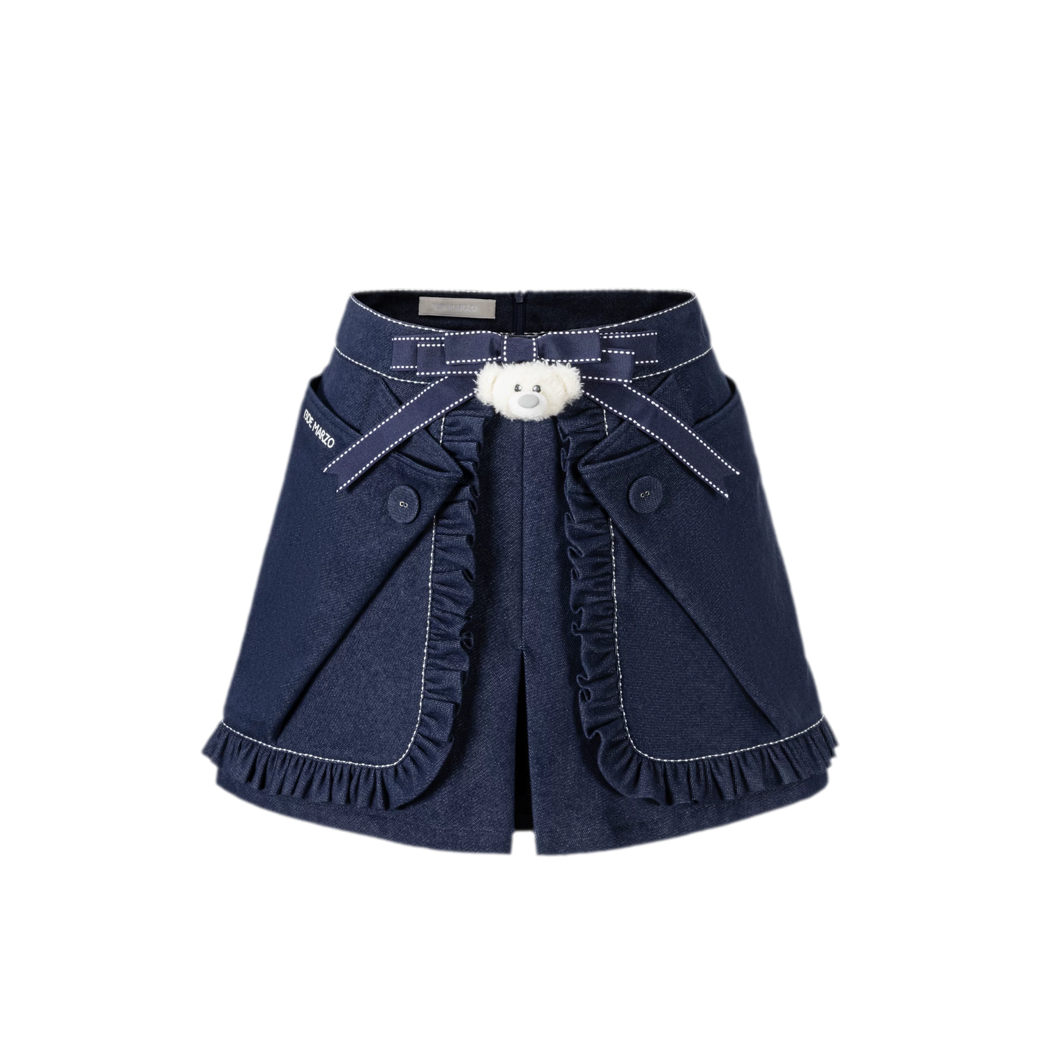 Bow Lace Denim Skort