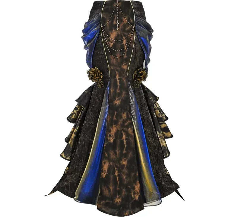Gold Jacquard Mermaid Fishtail Skirt