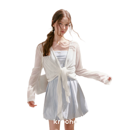 Airy Layered Short Knit Cardigan