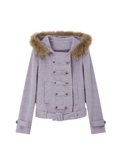Wool Belted Hooded Coat