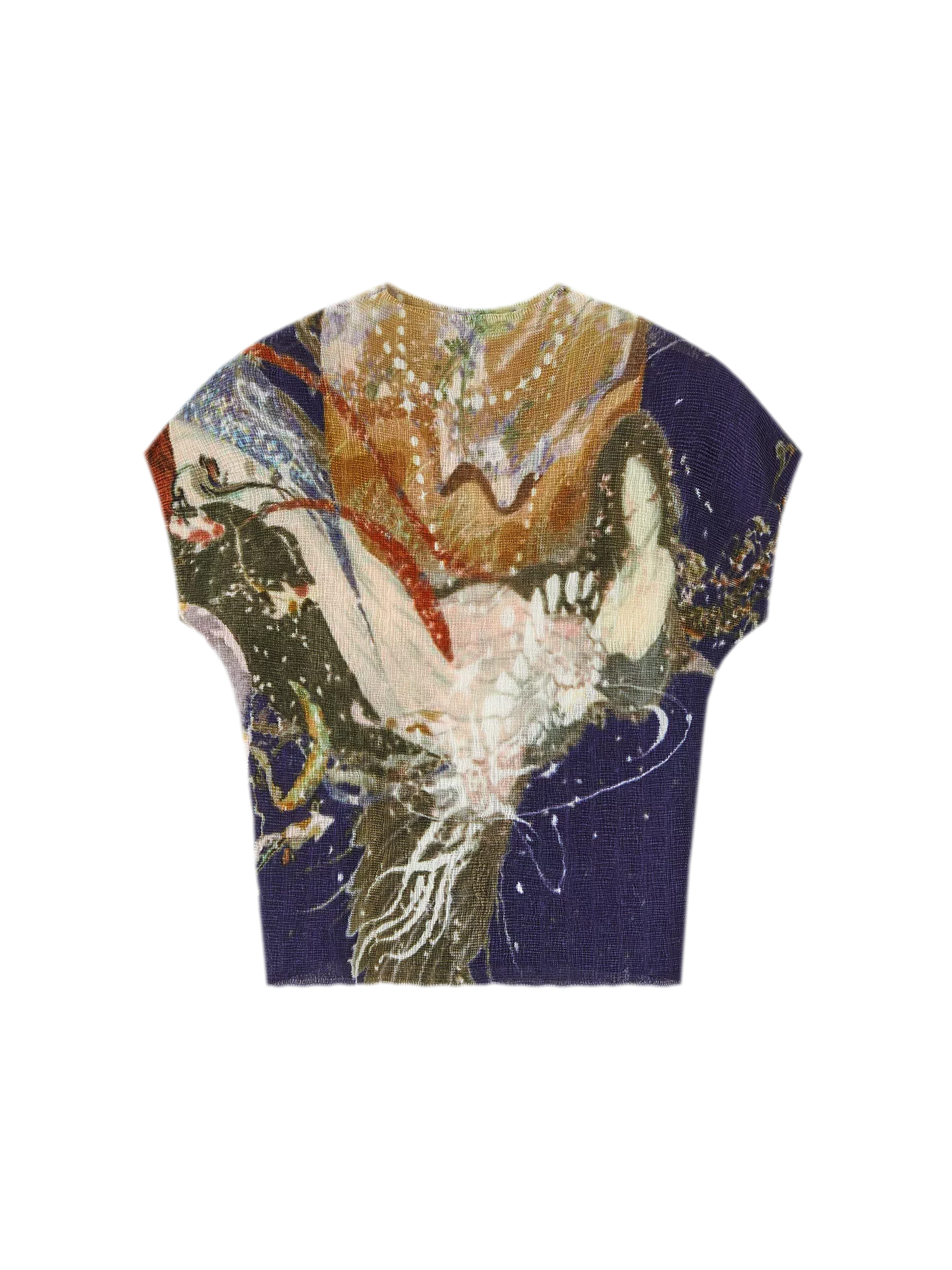 Pleated Stretch Printed T-Shirt