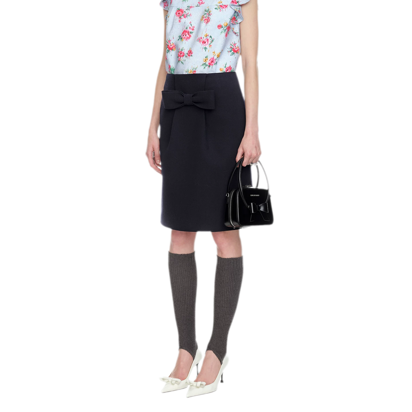 Bowknot Structured A-Line Skirt