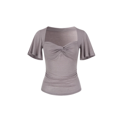 X-line Cross Knot Lyocell Square Neck T-shirt