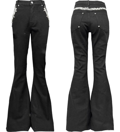 Leopard Panel Flared Jeans