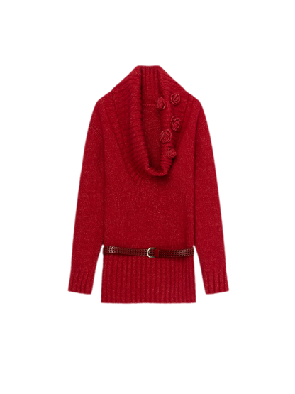 Chunky Knit Cowl Neck Dress