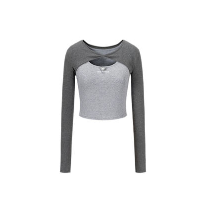 Knit Lace-Up Two-Piece Tee