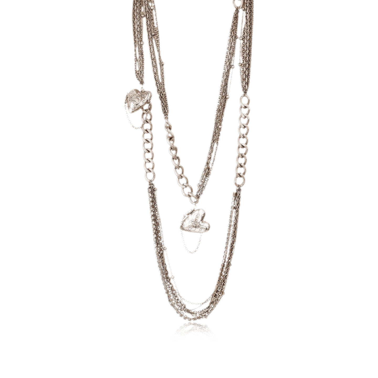 Vintage Multi-Layer Heart Pendant Sweater Necklace