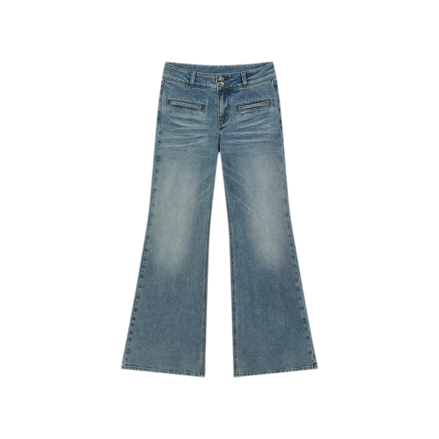 Washed Cat-Whisker Flare Jeans