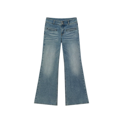 Washed Cat-Whisker Flare Jeans