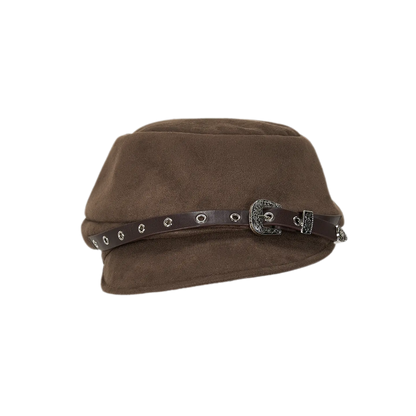 Embossed Buckle Newsboy Beret