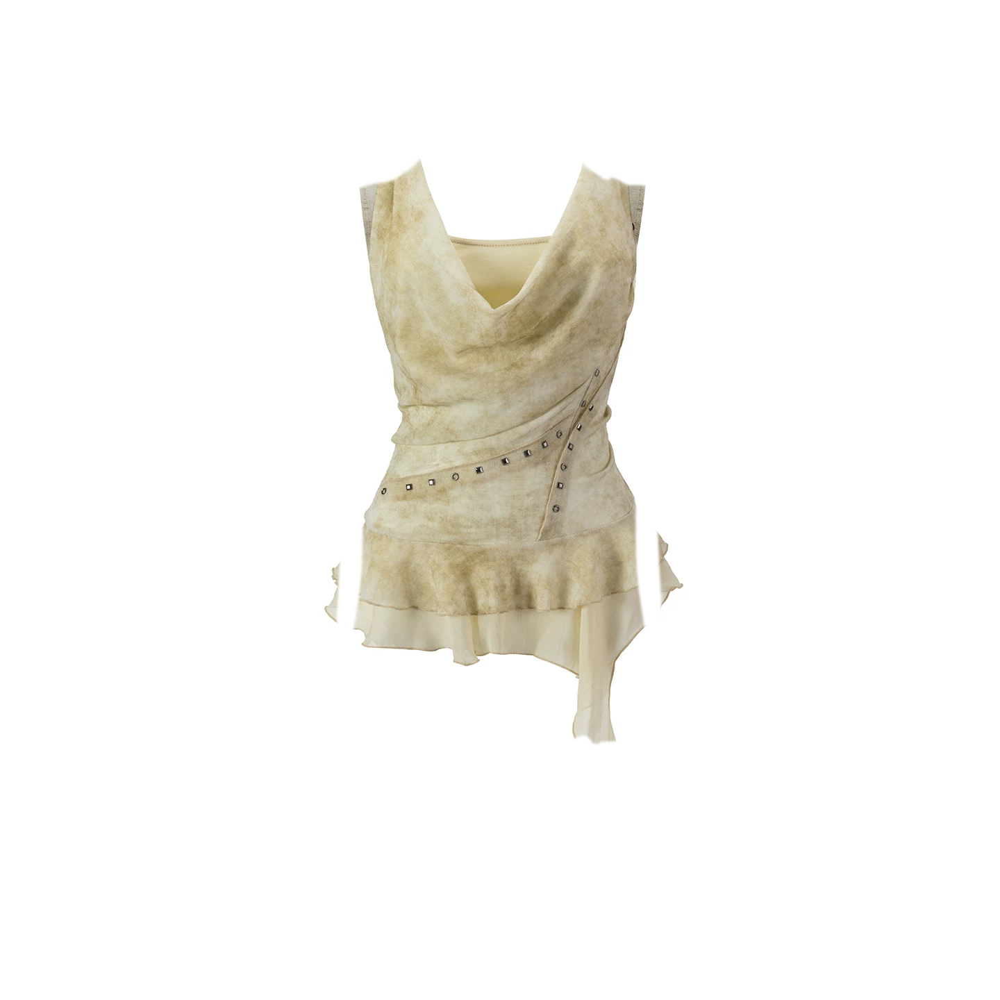 Dyed Chiffon Cowl Tank