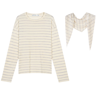 Striped Rhinestone Cotton Tee