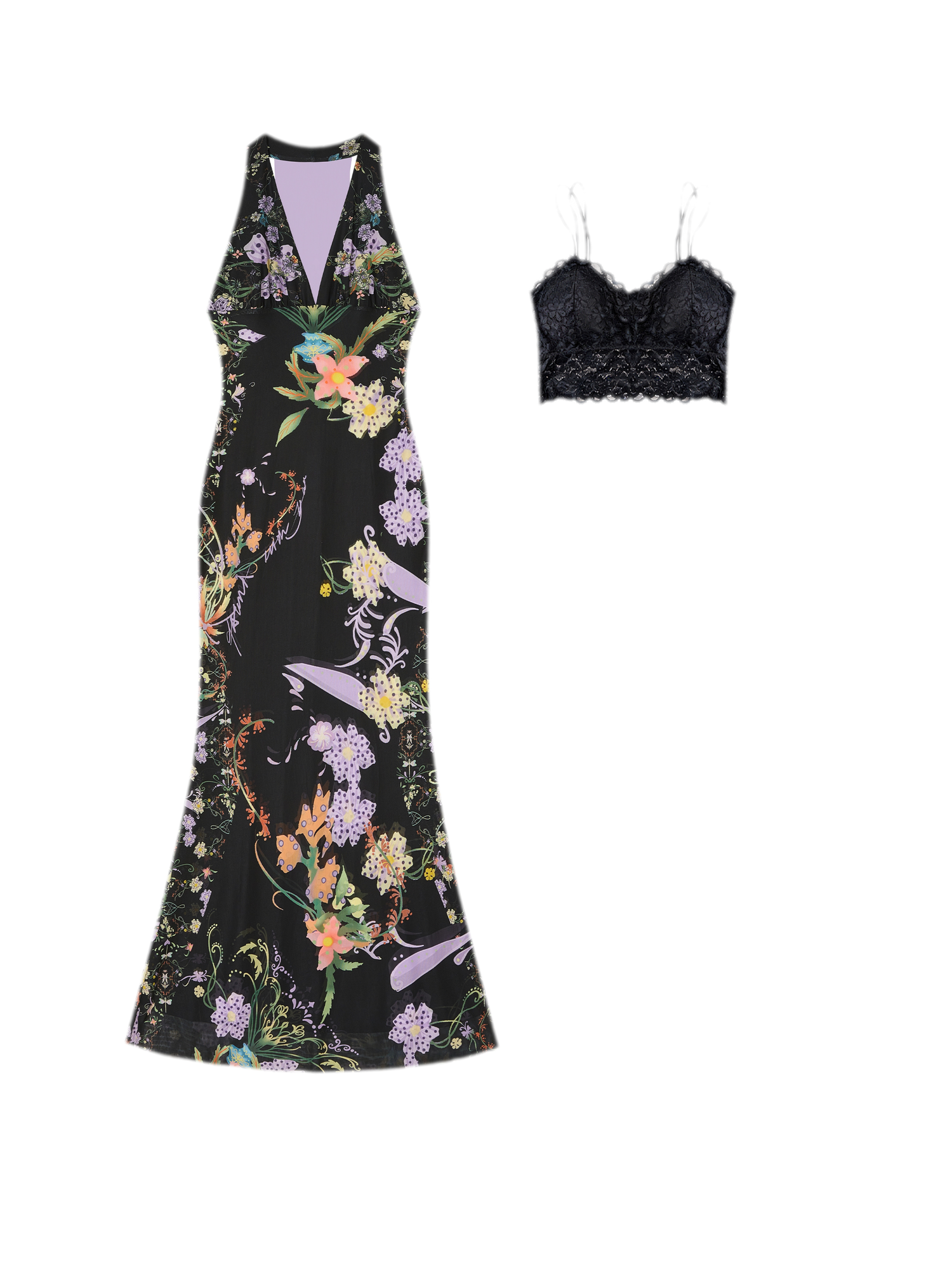 Romantic Floral Halter Long Dress