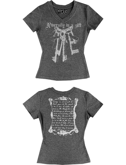 Printed Slim Fit V-Neck T-Shirt