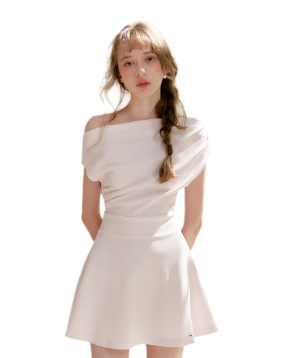Romantic French Off-Shoulder Short Dress