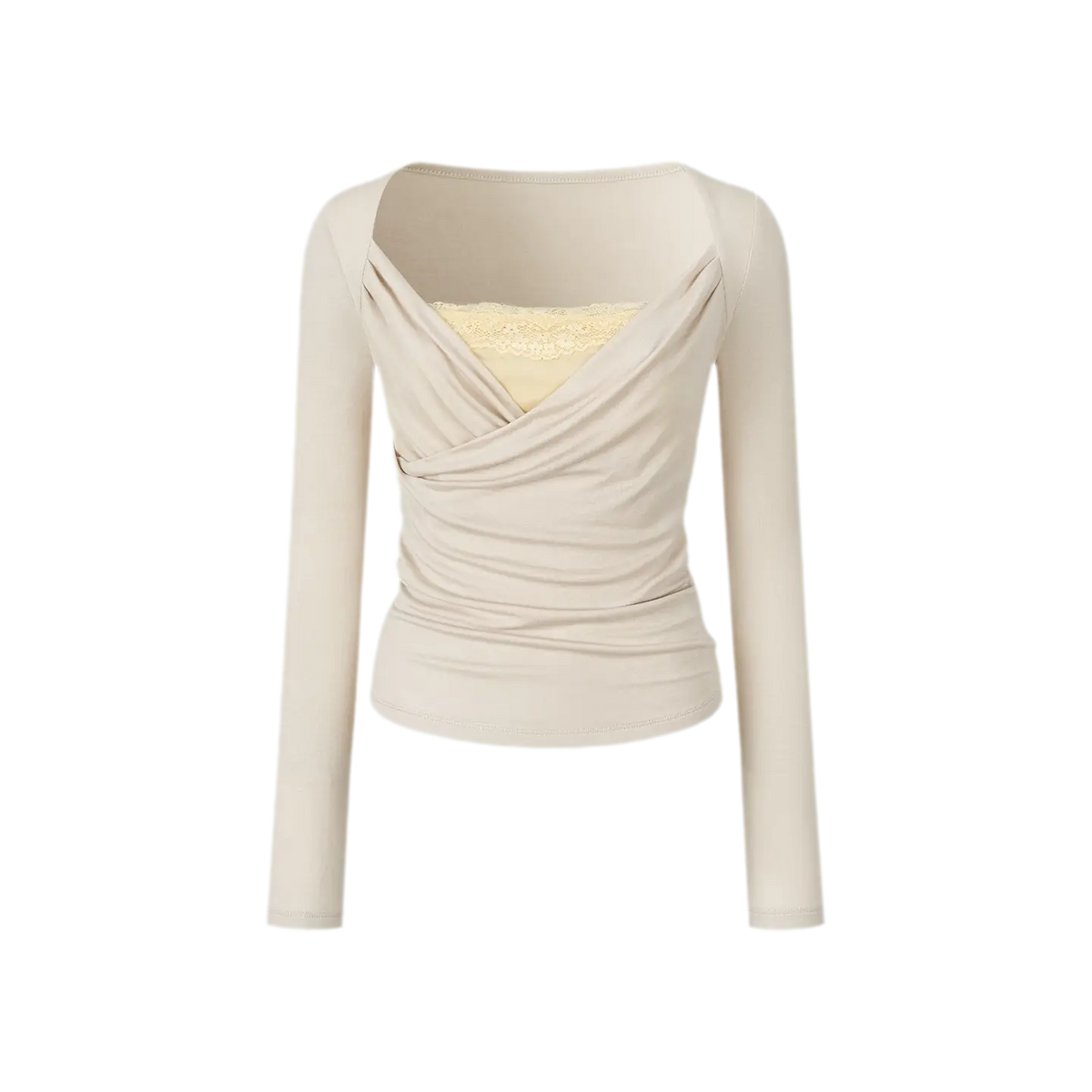 Lace Ruched Crossover Top