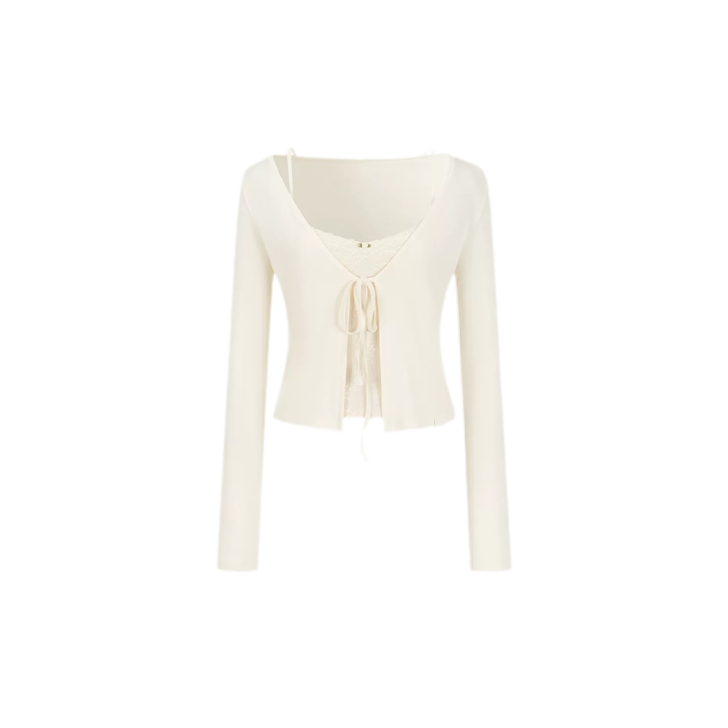 Lace Layered Tie Cardigan