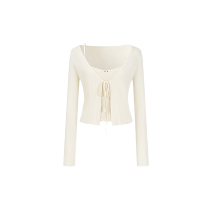 Lace Layered Tie Cardigan