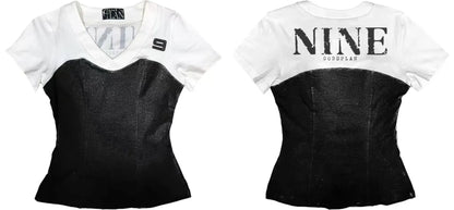 T-shirt ajusté style corset contrasté