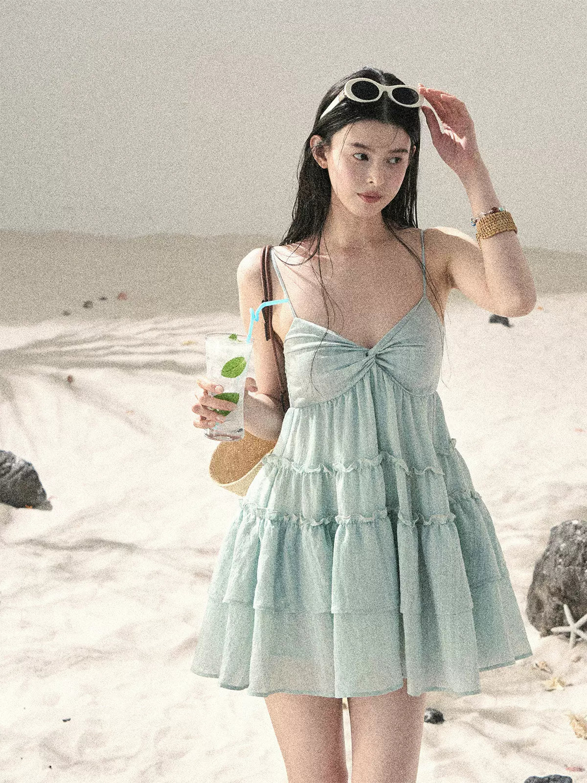 "Mossy Stone Steps" Summer Beach Camisole Dress