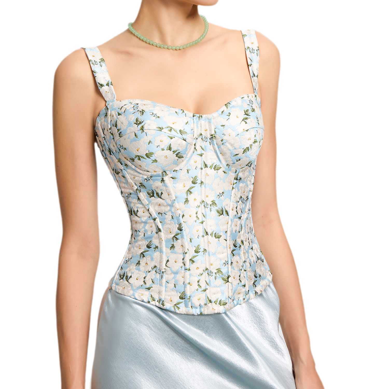 Jacquard Camellia Corset Top
