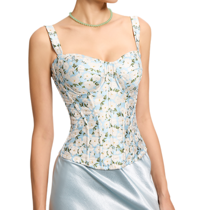 Jacquard Camellia Corset Top
