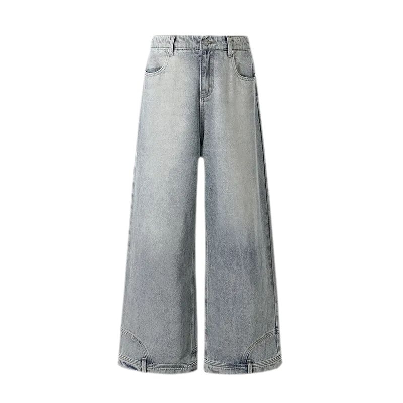 Washed Denim Wide-Leg Jeans