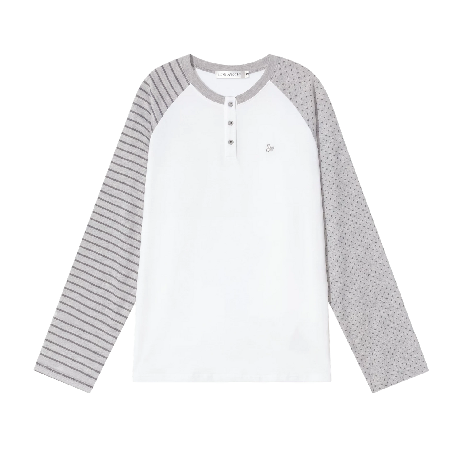 Striped Polka Dot Raglan Sleeve Long Sleeve Pullover