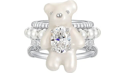 Layered Bear Pearl Statement Ring