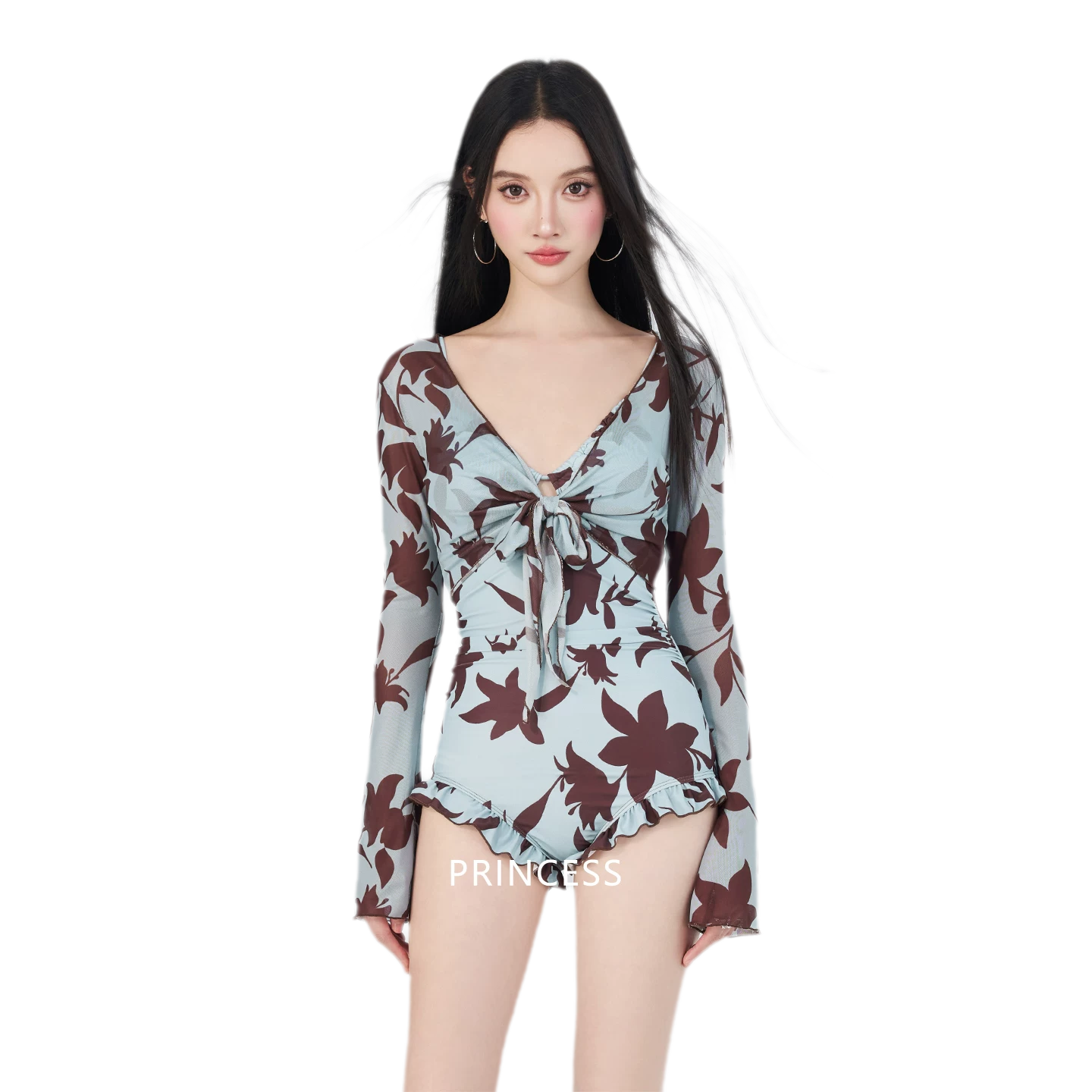 Floral Tie-Front Swimsuit
