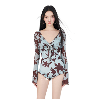 Floral Tie-Front Swimsuit