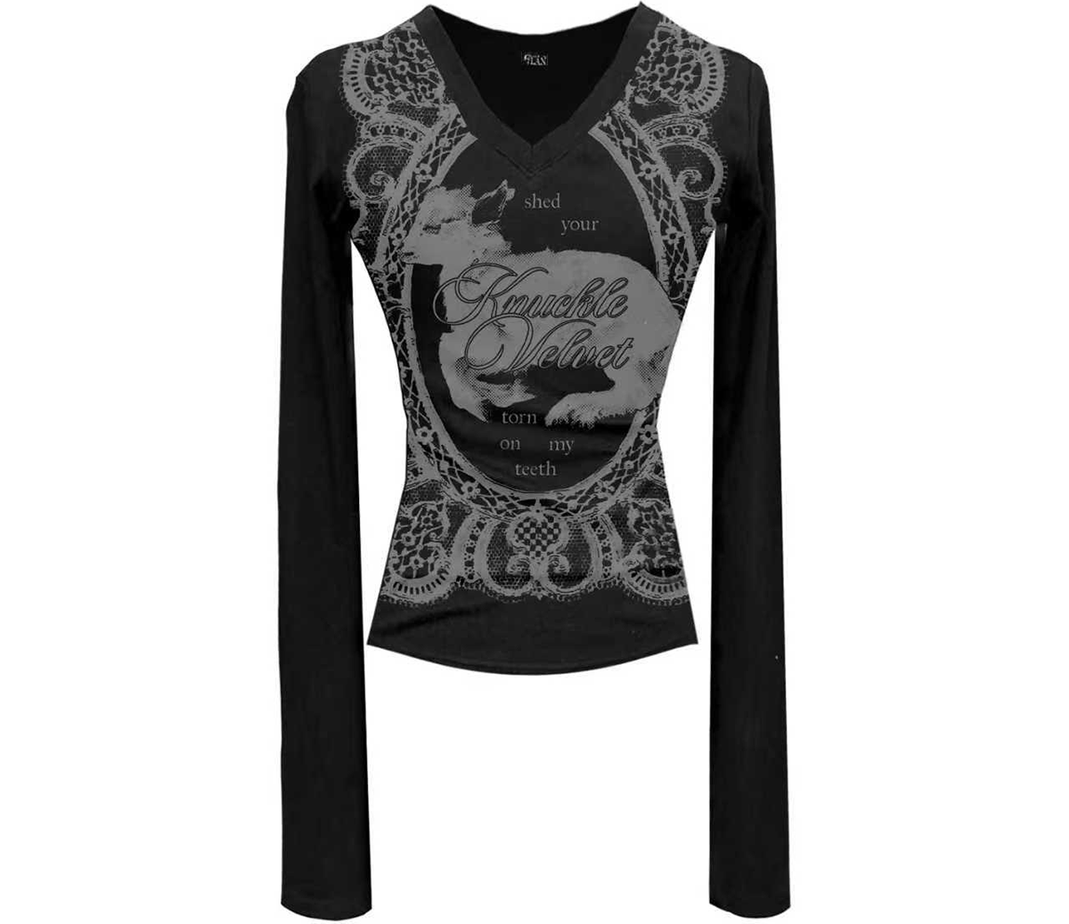 Baroque Graphic Fitted Long-Sleeve Top