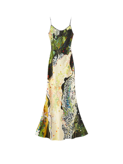 Leopard Stitch Floral Slip Dress