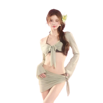 Tie-Front Four-Piece Swim Set