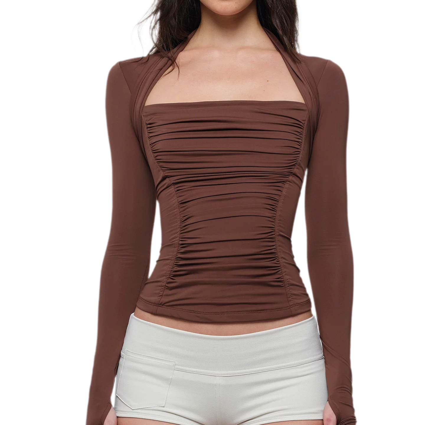 Ruched Sculpted Long-Sleeve Top