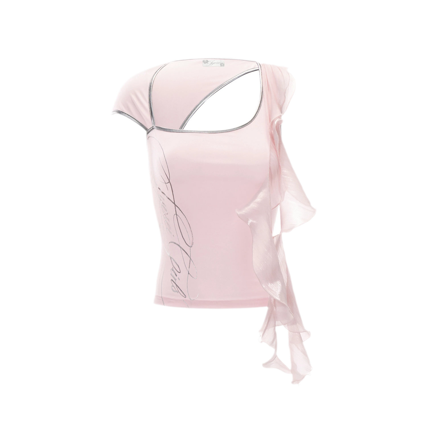 Pink Ruffled Asymmetric Tank Top