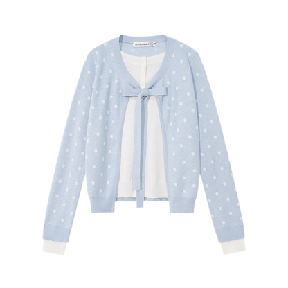 Polka-Dot Tie Bow Cardigan