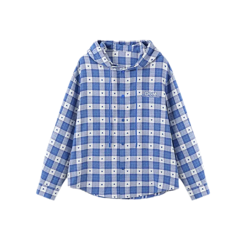 Brushed Plaid Hooded Overshirt