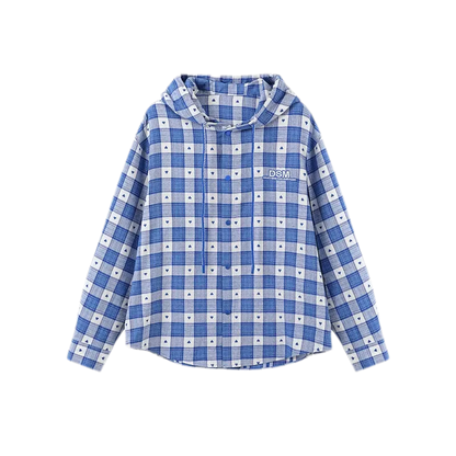 Brushed Plaid Hooded Overshirt