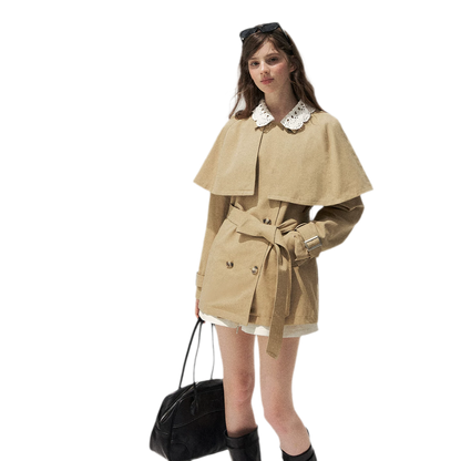 Crochet Cape Trench Coat