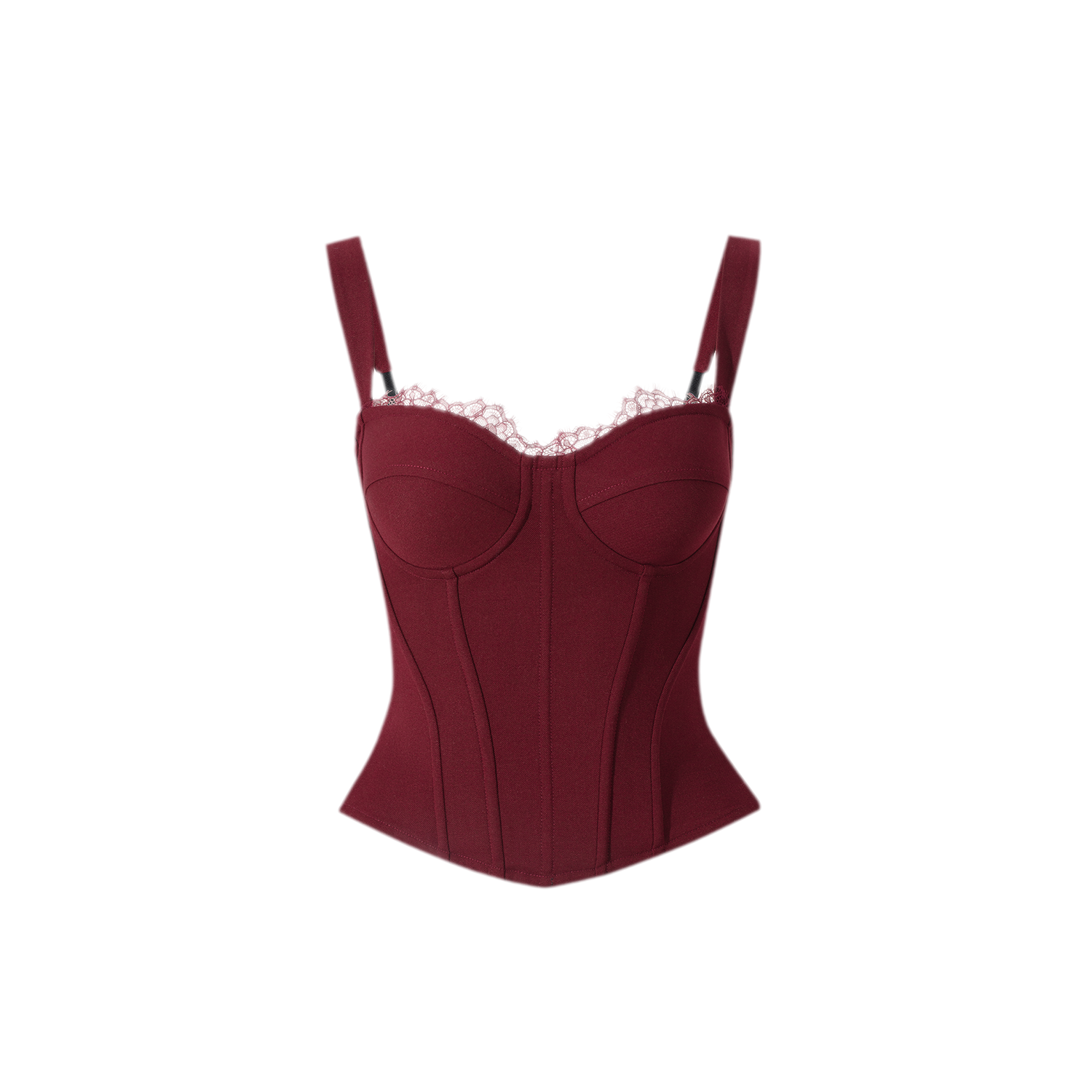 Burgundy Lace Boned Bustier