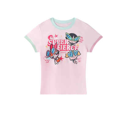 Contrast Print Fitted T-Shirt