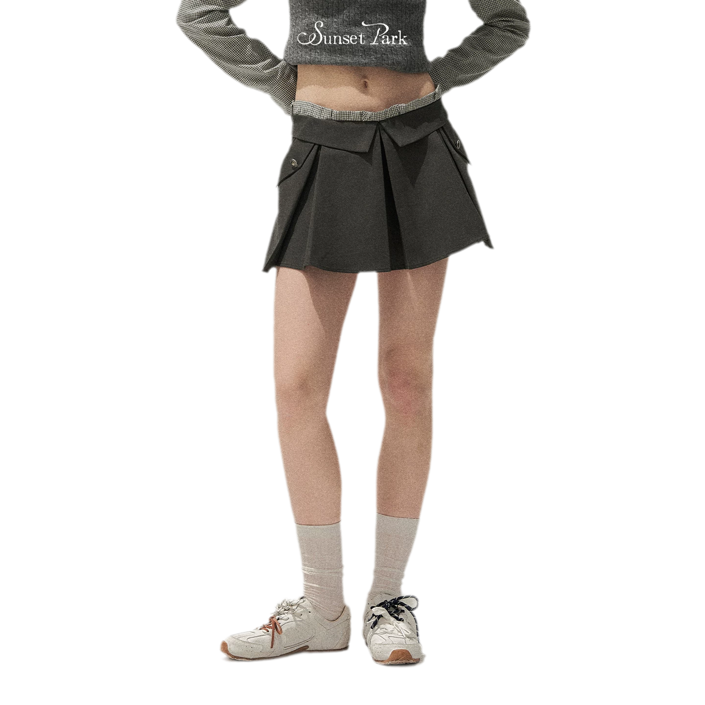 Lyocell Cotton Pleated Mini Skirt