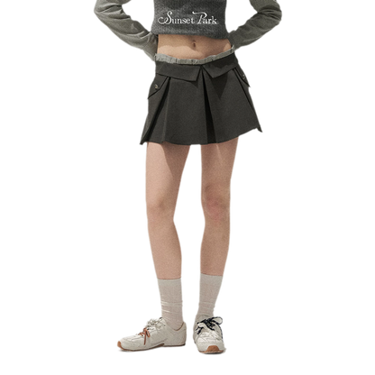 Lyocell Cotton Pleated Mini Skirt
