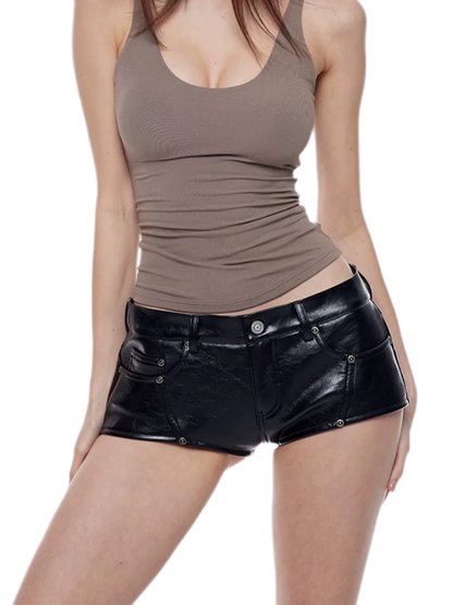 Glossy Faux Leather Shorts
