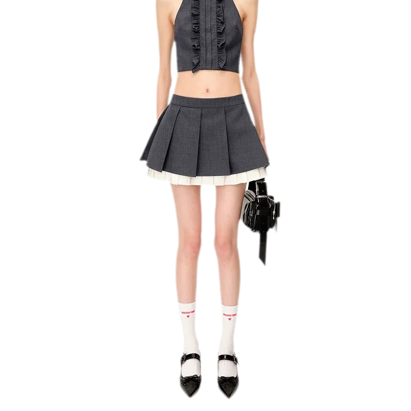 Wide Pleated A-Line Skirt