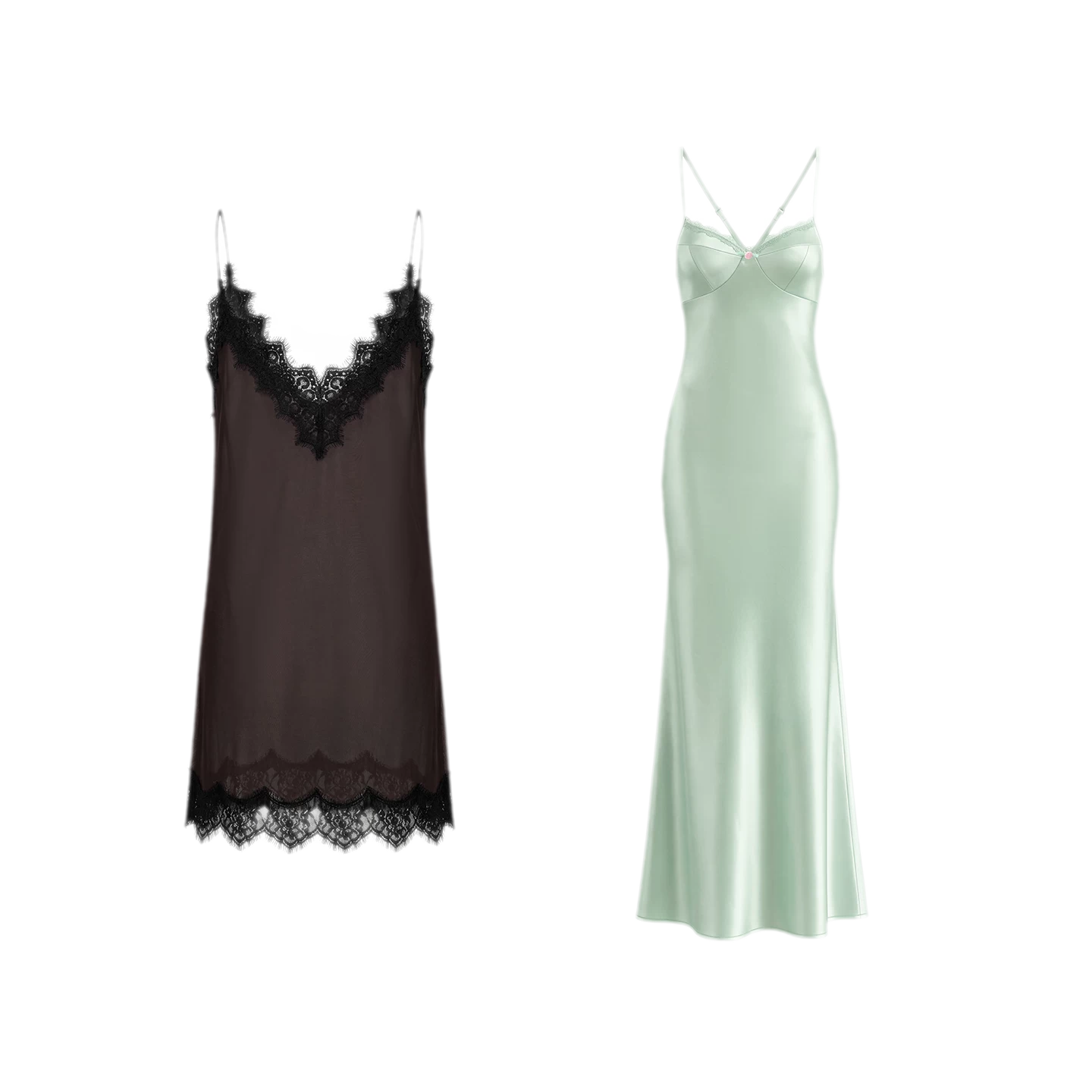 Deep V-Neck Lace Chiffon Satin Dress