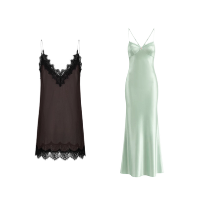 Deep V-Neck Lace Chiffon Satin Dress