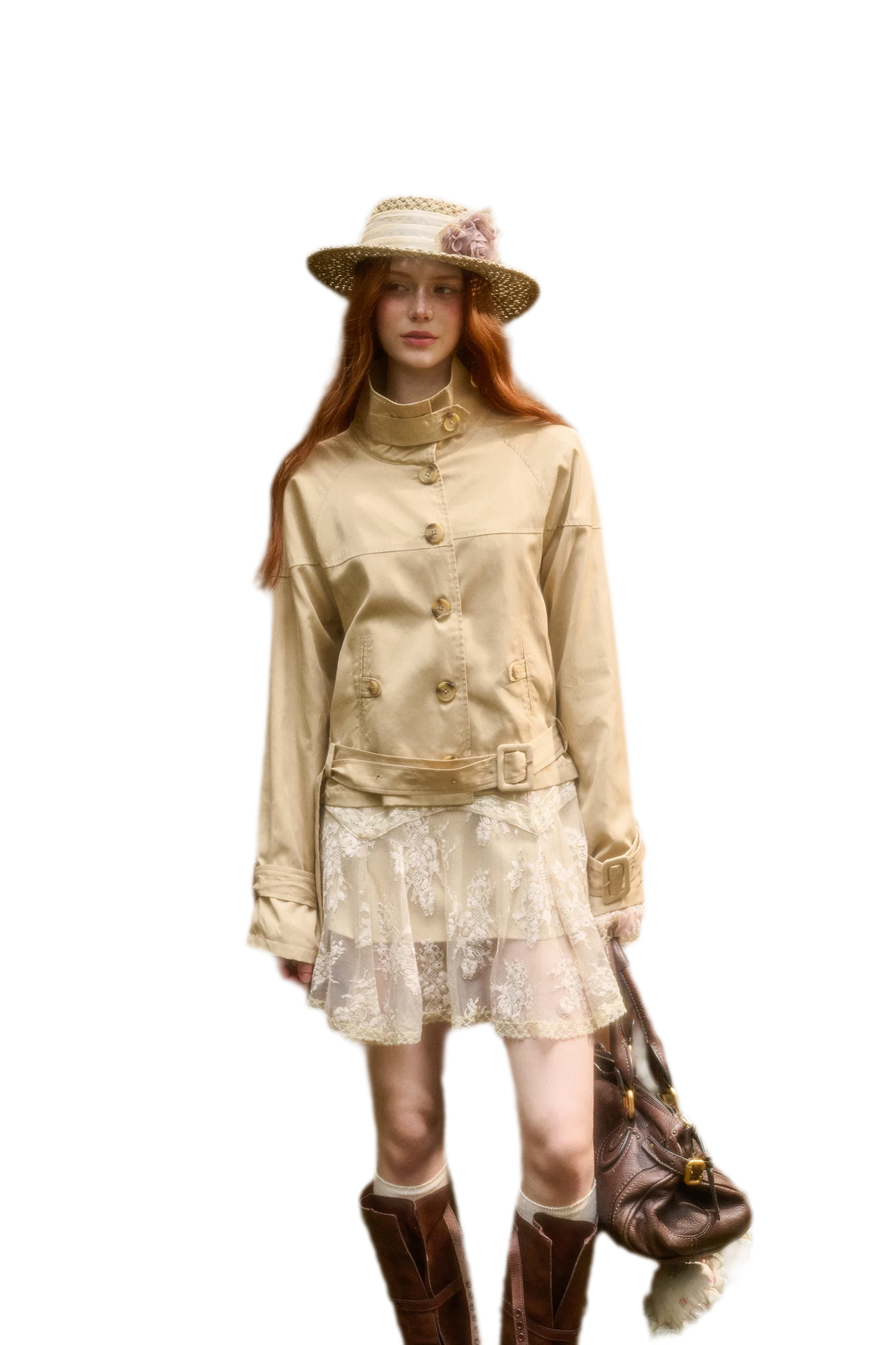Woven Cropped Trench Jacket