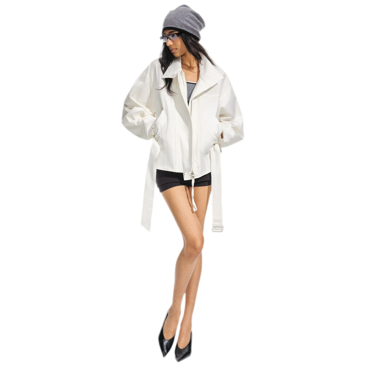 Jacke mit Flockstruktur, verkürzt